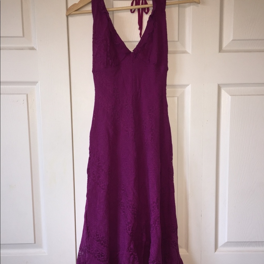 Purple dress with lace overlay